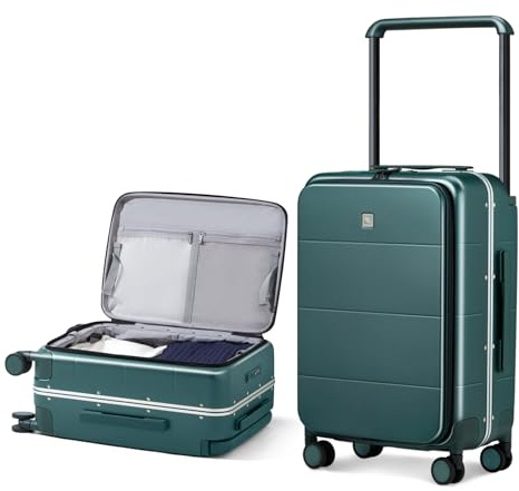 Hanke Wide Handle Luggage 24 Inch Suitcases with Wheels Top Opening Hard Shell Suitcase for Travel Men Women Hand Luggage,Blackish Green
