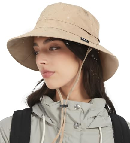 Creekstone Unisex Sombrero de Pescador Impermeable de Lluvia para Mujeres y Hombres, Floppy Sombrero de Sol Verano UPF50+, Trekking Viaje Plegable, Caqui., Talla única