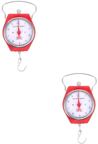 Milisten 2 Pièces Echelle De Pêche Pèse-Personne De Pêche Balance De Pêche Échelle De Ressort Push-Pull Dessiner Une Balance Poisson Balances De Voyage Cadran Écailleur Rouge Métal