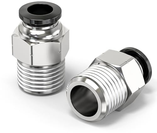 ERGAOBOY 2 Stück Außengewinde gerade 12MM Rohr OD x 1/2 BSP Gewinde Push to Connect Armaturen, Air Push Connect Werkzeug Pneumatik Schlauch Armaturen