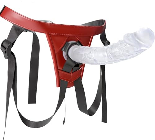 Strap On-Harness Lesbiche, Masturbatore Cintura con Cinghia Lesbica, Kit Realistico Strap On per Uomini e Donne Ventosa con Cintura, Dildo Realistici Sex Toys Anali, con Dildo Trasparente da 21.5cm, M