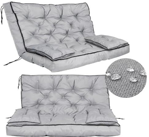 GARDEN KING ROYAL REST Ensemble de Coussins de Jardin pour Banc ou balançoire Hollywood, Coussins matelassés avec Passepoil et Sangles de Fixation, Coussin Palette, Taille L