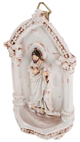 Holibanna Statua Appesa A Parete in Resina Per Acquasantiera Decorazione Religiosa Per Casa Contenitore Per Piccoli Oggetti Design Sacro