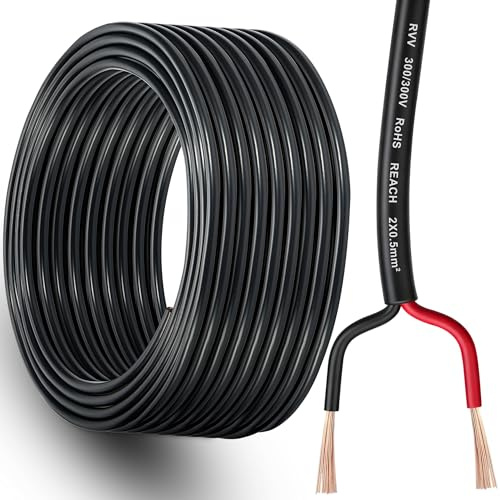 DARKGUARD Cable de Luces de Remolque 2 núcleos 0,5mm², 15M Cable eléctrico de Vehículo para Coches Autocaravanas Camping, 12V/24V Flexible Cobre Cableado pare Remolques Agrícola Tráctor