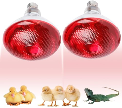YANGUN 2 Pack Infrared Heat Lamp Bulb, 250W Poultry Heat Lamp, Reptile Heating Bulbs, Chicken Coop Heater Lamps for Poultry, Puppies, Chicks, Cats, Pigs, Dogs, Reptiles