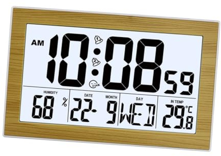 EXAOMBLE Reloj Digital de Pared para Ancianos sin Batería Termómetro Hogar y Decoración Moderna en Abs para Ambientes de Casa