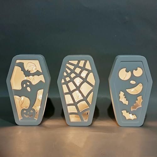 Skeadex Silikonformen Gießformen Halloween, 4er Silikonform Geschenkbox Gießformen Silikon Halloween Gießform Geschenkbox mit Fledermaus Geist Silikonform Herbst Gips Zum Gießen Halloween (A)