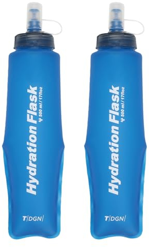 TRIWONDER Bouteille d'eau Souple Gourde Sport, A - Bleu, 500 ml - 2 Pièces | Pliable, Flasque Running, Poche Hydratation, Utilisation en Extérieur
