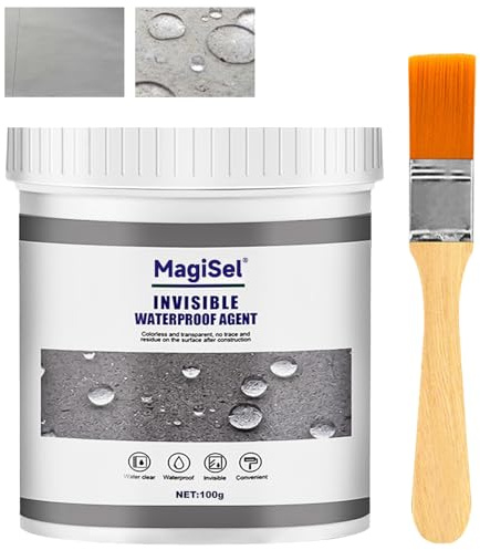 Sellador Invisible Impermeable, Hidrófugo Transparente, Sellador de Fugas de Agua, Pintura Impermeabilizante Transparente para techos, paredes exteriores, baños, inodoros, 100g
