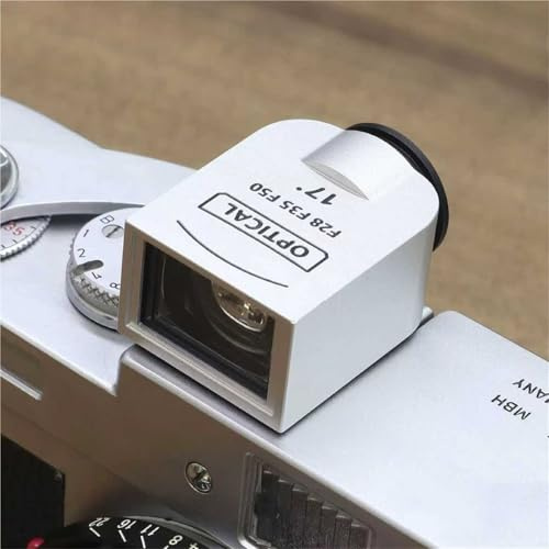 Optical Viewfinder, Bright-Frame 17° External Optical Finder, With Universal Cold Shoe Mount & Precise Framelines, 28mm/35mm/50mm Composition Frames, For Film Cameras, Photography(White)