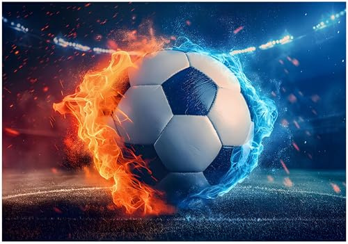 WallArena - Non-Woven Photo Wallpaper Football 400 x 280 cm - Photo Wallpaper - for Living Room Bedroom - Non-Woven Wallpaper Wallpaper 3D Effect - Includes Paste - Football Stadium Colourful Bricks