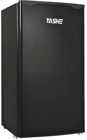 YASHE 92L Petit Frigo avec Congélateur, Porte-Bouteilles Intégré Compact, Énergétique, Silencieux, Porte Réversible, Thermostat Réglable, pour Chambre, Bureau, Cuisine et Dortoir, Noir