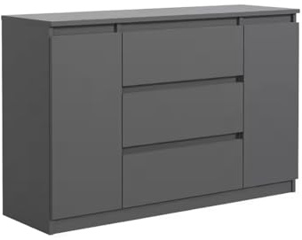 meble masztalerz Kommode 120, 3 Schublade und 2 Türen, Antracite | Kommodenschrank 120x101, 5x39 cm, Moderne Schubladenschrank, Sideboard für Wohnzimmer, Flur & Schlafzimmer
