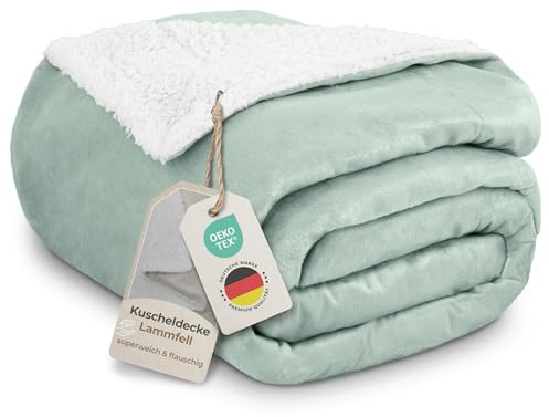 Gräfenstayn® Dicke Kuscheldecke flauschig & super weich - warme Sherpa-Fleecedecke in Lammfell-Optik als Wohndecke, Tagesdecke & Sofadecke - Überwurf Decke Sofa & Couch (Hellgrau 200x150)