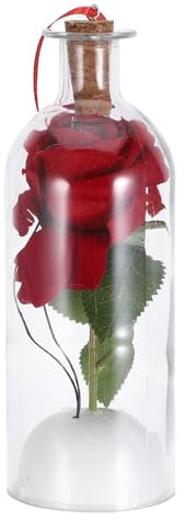 MUELODSIC Rose Stabilisée sous Cloche en Verre 20 X 7 X 7 Cm Message Vocal Enregistrable, Décoration Élégante Saint-Valentin, Fête des Mères ou Anniversaire, Présent Romantique pour Femme