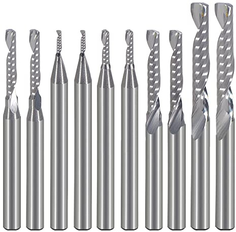 EU_HOZLY Fraise en carbure pour fraisage en spirale, pour machine à commande numérique, 1 rainure, 1 mm, 1,5 mm, 2 mm, 2,5 mm, 3,175 mm