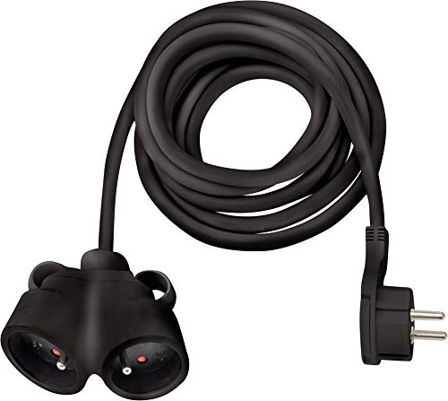 Brennenstuhl 1161821215 Verlängerungskabel, 5 m, H05VV-F 3G1,5, Flachstecker, doppelte Verlängerung, 5 m