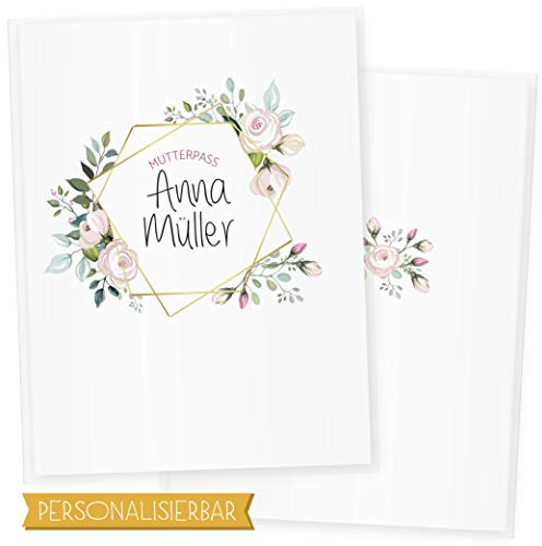 Mutterpasshülle 3-teilig, Mutterpass Hülle personalisierbar mit Namen, Schöne Geschenkidee für Babyparty (Mutterpass DE personalisiert, Boho 5)