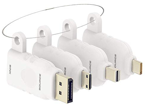 Universal HDMI Adapter Ring Kit with Security Loop-4K USB C, Displayport,Mini DP, Mini HDMI to HDMI Office Video Converter. Four Adapters with Key Security loop.Universal HDMI Adapter Kit, HDMI Ring