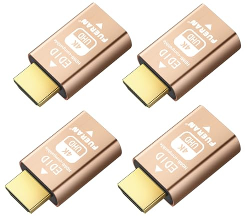 FUERAN Hdmi Edid Emulator Passthrough Lot de 4 adaptateurs émulateurs 3e génération Fonctionne avec Mac Thunderbolt vers HDMI commutateurs/Extension/récepteur AV/répartiteurs vidéo 4K 3840x2160