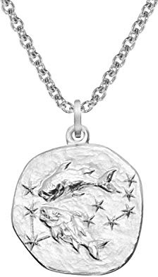 trendor Sternzeichen Fische mit Halskette 925 Silber Ø 16 mm 08441-03 | Tierkreiszeichen Anhänger Sterlingsilber für Damen, Herren oder Kinder,