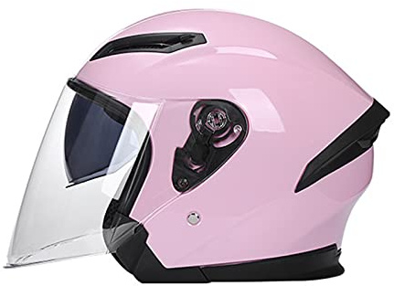 Erwachsener Motorradhelm mit Doppelvisier Jet-Helm Vintage Pilot Helmet, Bestehen Sie den Kollisionstest, um die Verkehrssicherheit zu Gewährleiste ECE-Zertifizierung,Rosa,XL