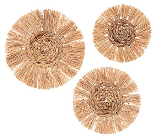 Atmosphera - Set aus 3 Wanddekorationen - Bast D25 cm - Beige