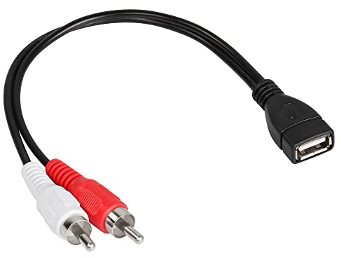 CERRXIAN Cavo USB a 2 RCA da USB 2.0 A femmina a 2 RCA maschio jack audio video AV composito cavo adattatore per TV/Mac/PC (0,15 M)