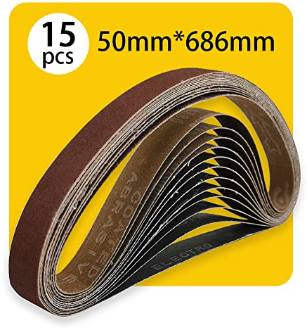 50mm x 686mm 50mmx686mm Sanding Belt Assorted Pack,15 Pcs(3 Each of 80 120 150 240 400 Grits) Aluminum Oxide for Sander