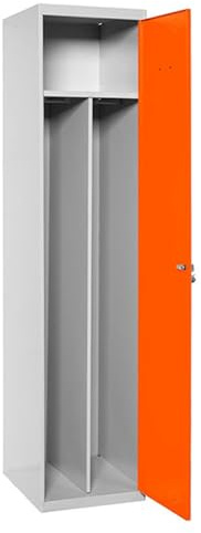 Simon Rack Taquilla Vestuario 1 Puerta 1800x500x500 mm - Simonlocker | Doble Compartimento, Incluye 2 Llaves, Gris/Naranja, Pintura anticorrosión
