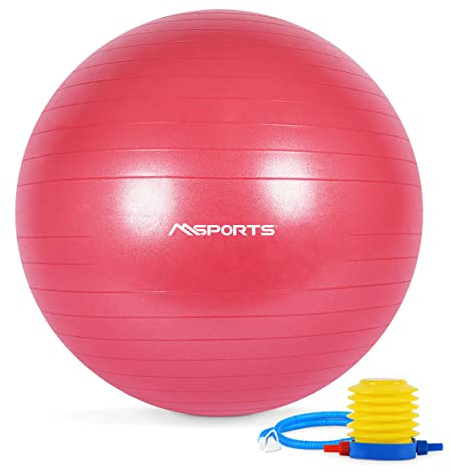MSPORTS Gymnastikball Premium | Pilates Ball - Anti Burst inkl. Pumpe + Workout App + Übungsposter | Pezziball 55 cm - 105 cm Medizinball - Fitnessball Sitzball