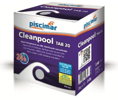 PM-663 Cleanpool Tab 20: Coagulant pour Eau de Piscine. Boîte de 12 pièces