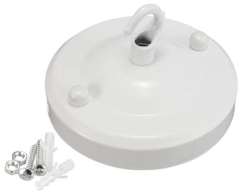 Colcolo Rosace de Plafond Crochet Plaque Pendentif auvent Accessoire plafonnier Entretien de l'éclairage Rosace de Plafond en Fer Vintage avec Crochet Plaque, Blanche