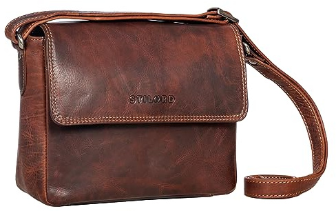 STILORD Denisse Schultertasche Damen Leder klein Damen-Handtasche zum Umhängen Vintage Elegante Ledertasche Damen Crossbody Bag Echt-Leder Farbe:Salerno - braun