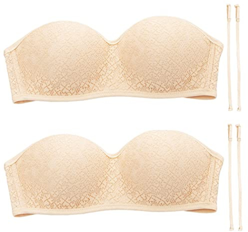 ZESLIV 2 Pezzi Reggiseno a Tubino da Donna Bralette Senza Ferretto Bralette Senza Cucitura Bandeau Elastico Non Imbottito Bandeau Tube Top