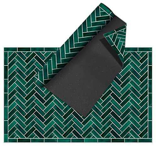 VINILIKO Design | Alfombra Vinílica Hidráulica - Zellige Verde 160x230 cm -Interior y Exterior, Antideslizante, Impermeable, Lavable -Alfombra Vinilo Salón, Terraza