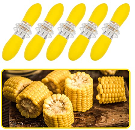 SENZEAL 10 Stück Maiskolben Spieße Maiskolben Halter Edelstahl Maiskolbenhalter Grill Ineinandergreifende Mais Spiesse Set mit Silikongriff für BBQ Camping Party Zuckermais Obst