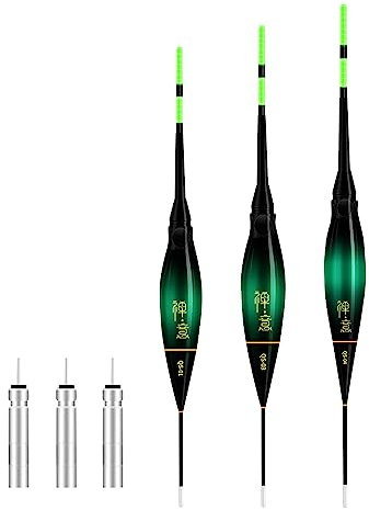 DZAY Elektronisches Schwimmer Angeln LED Fischen Posen Angeln mit CR 425 Akku Angelposen Leuchtposen mit Bissanzeiger Fischen Bobbers Posen Balsa Angelgerät Zubehör für Bass Forelle Crappie Angeln