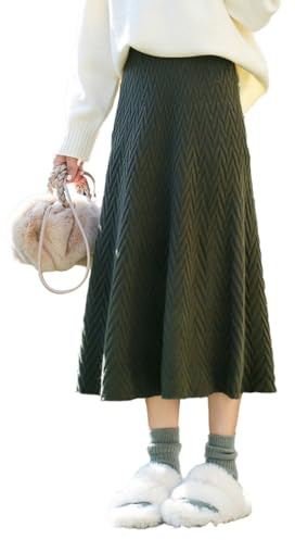 SUIUOI Faldas de Pana para Mujer Falda Larga de Pana, A-Line Faldas Plisadas de Tartán Invierno Otoño Midi Faldas Largas, Elástica Vintage Elegante Avellanada, Aldas Plisadas Casual Fiesta