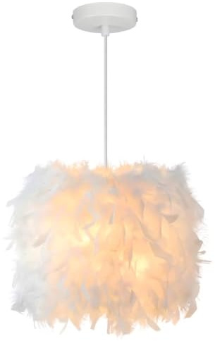 30 cm/11,9 Zoll Feder-Pendelleuchte, Deckenleuchte, eleganter Feder-Lampenschirm, Kronleuchter, Deckenleuchte, Hängeleuchte für Esszimmer, Wohnzimmer
