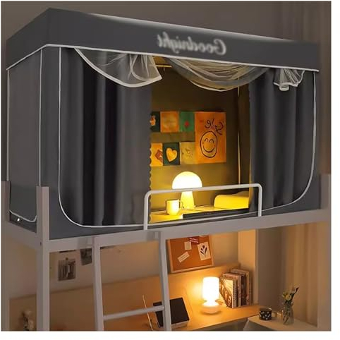 Bettzelt, verdunkelbar, Privatsphäre, Schlafsaal, Etagenbett, Vorhang mit Halterung, tragbares Himmelbett for den Innenbereich, for Mädchen, Jungen, Studenten, Kinder, Erwachsene, reduziert Licht/einf