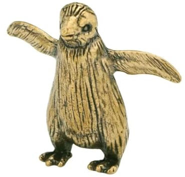 JUDUOYANXIAN Bücherregal-Dekoration, Messingfiguren, Pinguin, kleine Statue, Miniaturfigur, Büro, Schreibtisch, Ornament, Tee, Haustier, Briefbeschwerer, Vintage-Dekoration, 3 x 2,6 cm