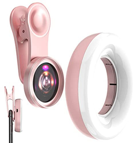 Objetivo de primer plano para smartphone: OBJETIVO selfie para smartphone, OBJETIVO para teléfono ajustable | Lente macro para luz de relleno para smartphone portátil con iluminación LED, lente p