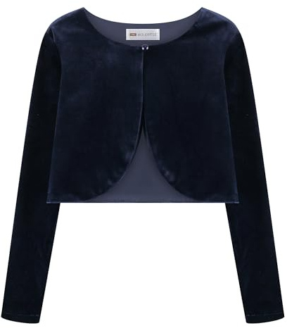 Bolerose Mädchen Samt Bolero Jäckchen Langarm | Rundausschnitt, Ein Knopf, Taillenkurz, Weich & Dehnbar, Formstabil, Polyester & Elasthan, 3-14 Jahre
