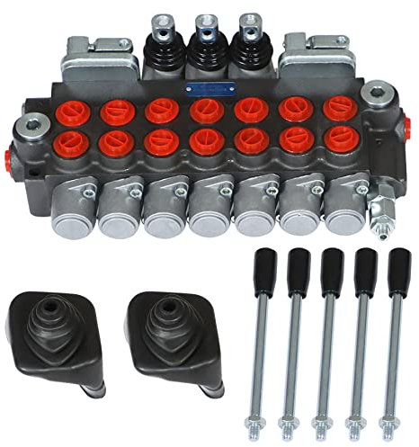WYZSXX Válvula de Control direccional hidráulica de 7 carretes y 11 gpm, válvula hidráulica de Doble Efecto con Puertos bspp de 3625 PSI y Palanca Tipo Joystick
