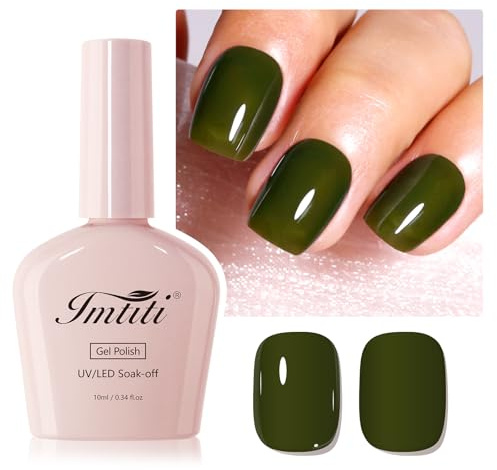 Imtiti Jelly Grün Gel Nagellack,Dunkelgrün UV Nagellack, Langanhaltend Lackierung für Fingernägel Salon-und Zuhause Art füNager Herbst und Winter (10ML)