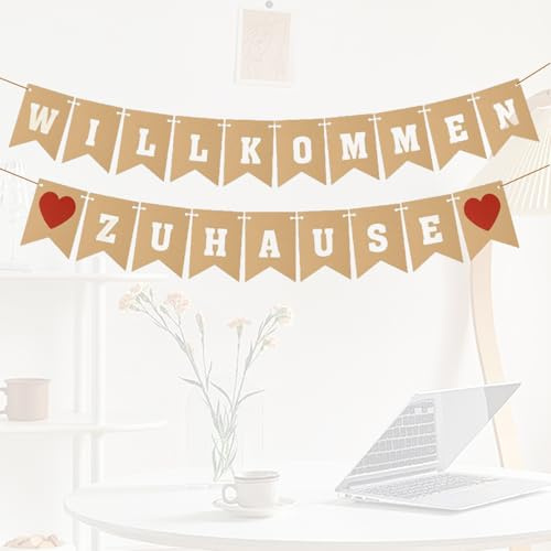 Rmerasor Willkommen Zuhause Deko,Baby Welcome Home Girlande, Herzlich Willkommen Baby Dekoration, Perfekt für Willkommen Zuhause Baby und Welcome Back Feiern (Braun)