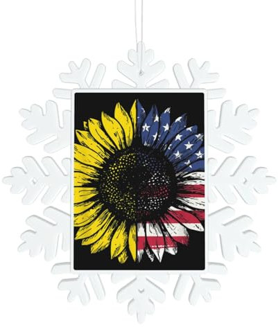 Sonnenblume Amerikanische Flagge Schneeflocke Form Weihnachtsbaum Anhänger Weihnachtsschmuck Lanyards Home Anhänger für Dekoration