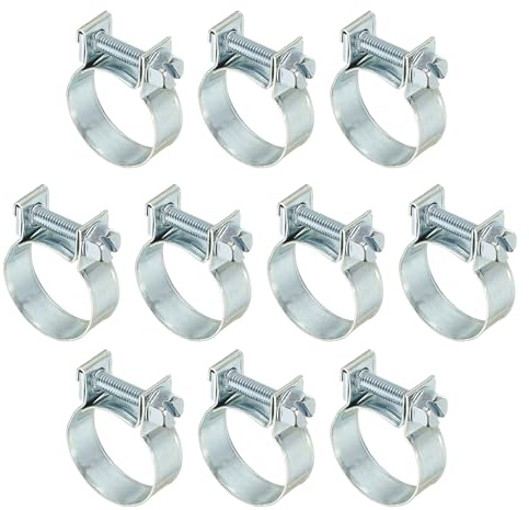 PATIKIL 10 Pcs 20-22mm Mini Fuel Injection Hose Clamps Zinc Plated Adjustable Clamp