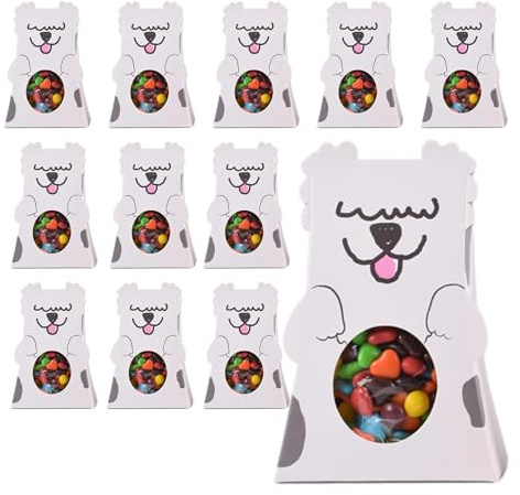 Geschenkbox aus Papier – kleine Geschenkschachteln in loser Verpackung, 12 faltbare Bonbonboxen aus Papier | Partybevorzugungsboxen mit Tiermotiven, Leckerliboxen aus robustem Karton für